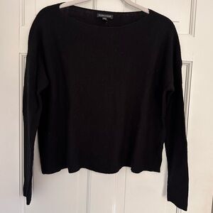 Eileen Fisher Black Cropped Merino Wool Sweater - Medium